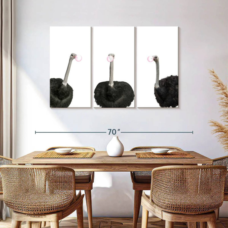 Brampt Bubble Gum Ostrich, 36" H x 57" W