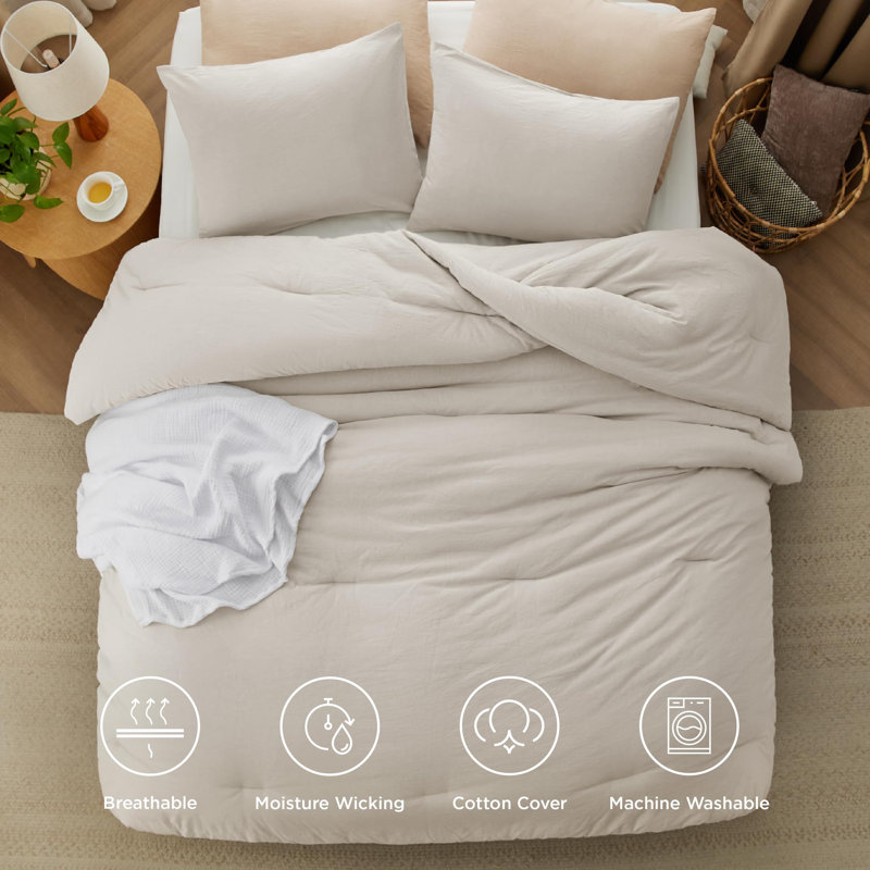 Bedsure Cotton Fabric With Microfiber Inner Fill Comforter Set