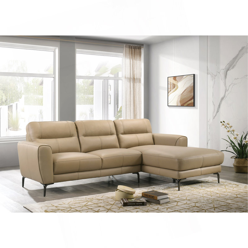 Ensemble de canapé modulaire en cuir taupe 2 pièces, Taupe