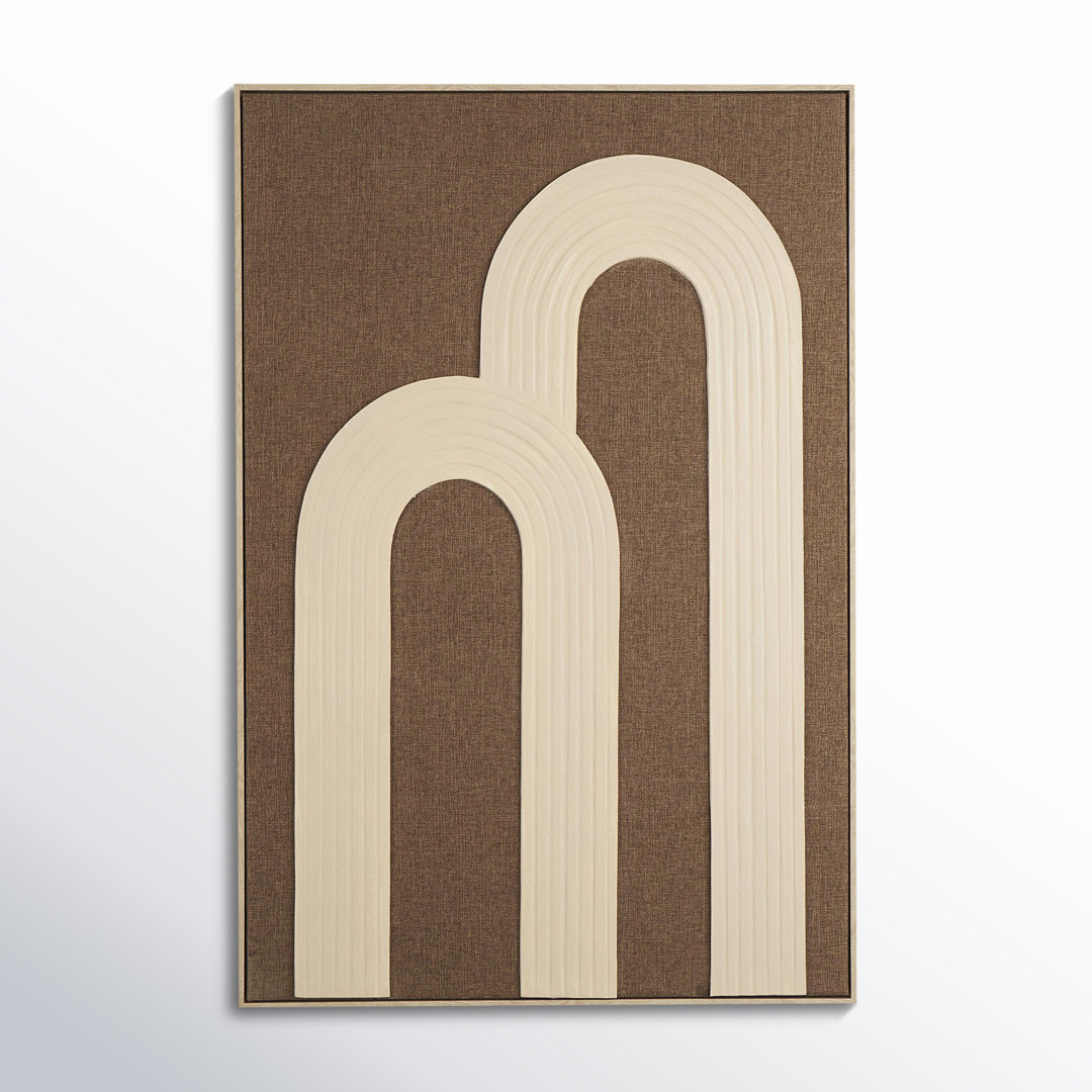 The Novogratz Polyester Geometric Living Room Framed Wall Art with Tan Layered Arches Joss & Main