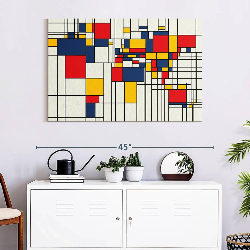 Avery Abstract Squares World Map, 26" H x 39" W