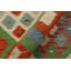 Tapis vert / rouge / beige à motif géométrique en laine tissé à plat 3 pi 4 po x 4 pi 10 po Pauletta