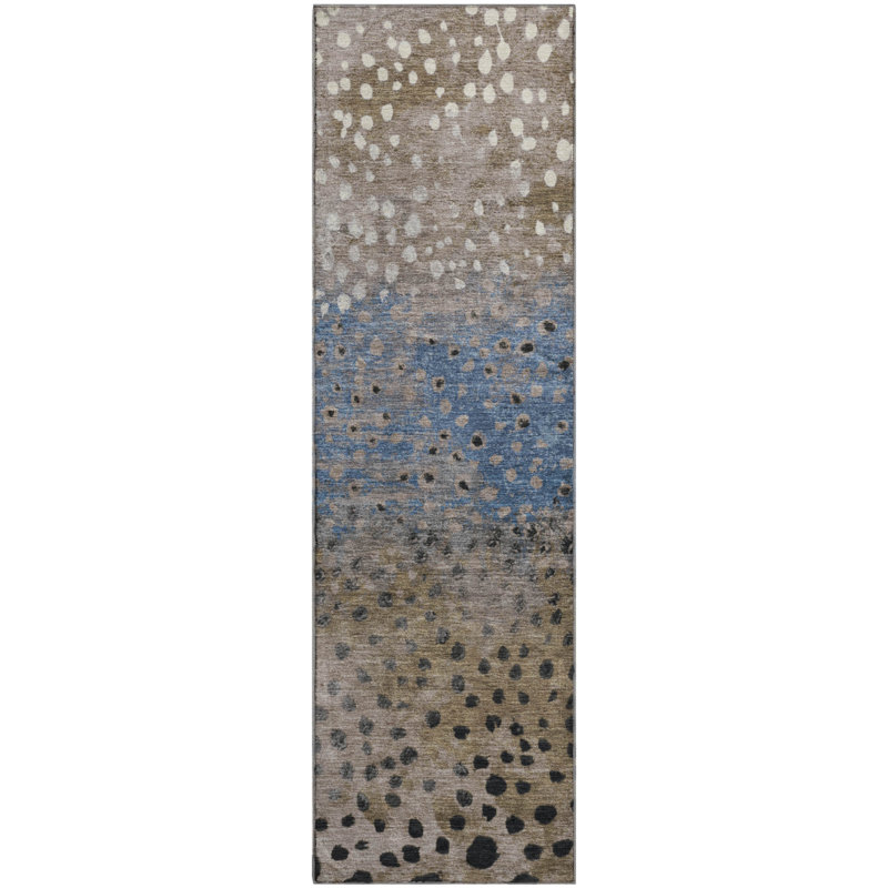 Premium Machine Washable Elize AMF1366 Dots Rug, Runner 2'3" x 7'6"