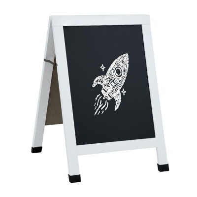 30" X 20" Chalkboard With Chalk And Eraser - White