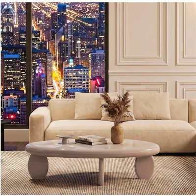 Table basse 46 po x 29 po x 12 po Modern Cobblestone - Gris ultrabrillant