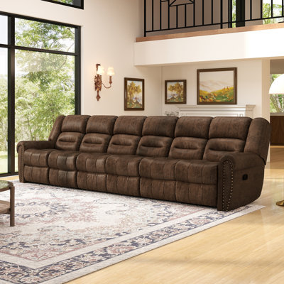 Canapé modulaire inclinable en cuir 151,2 po