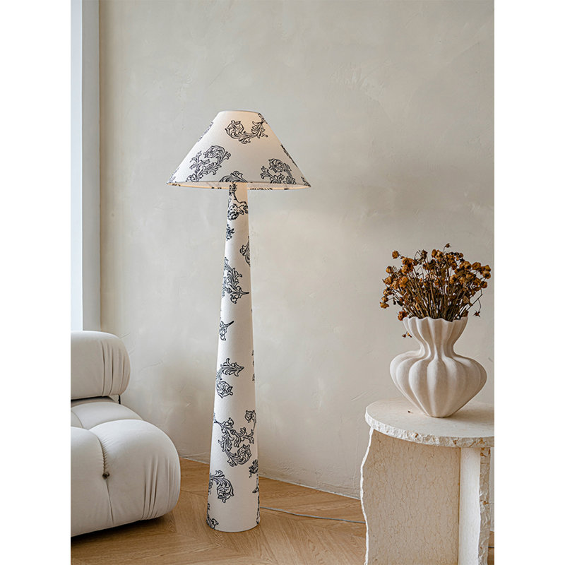 French Vintage-Style Iron & Fabric Floor Lamp