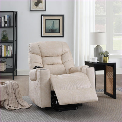 Fauteuil inclinable électrique en simili cuir beige Motion Motion pour se détendre à la maison