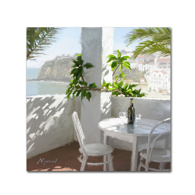 Wrapped Canvas Wall Art - The Macneil Studio 'Mediterranean Caf' Wall Art for Living Room, Bedroom, or Office Décor - 18x18