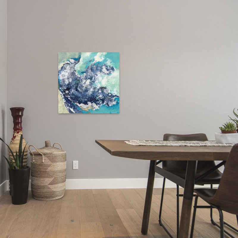 Turquoise contemporain avec art abstrait bleu, H 24 po x l 24 po