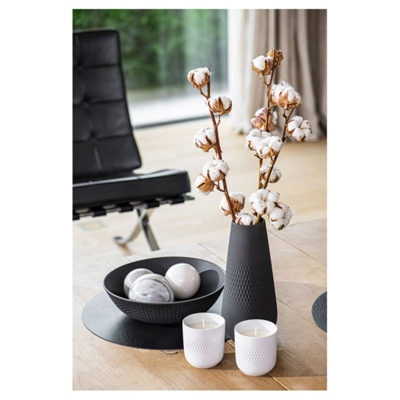 Villeroy & Boch Manufacture Collier Noir Carre, 10.25" Tall Porcelain Table Vase, Matte Noir Carre