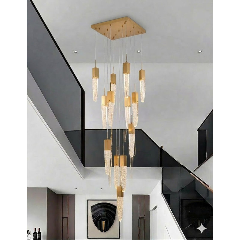 Lustre suspendu en cristal 13 lumières Transitional, Doré