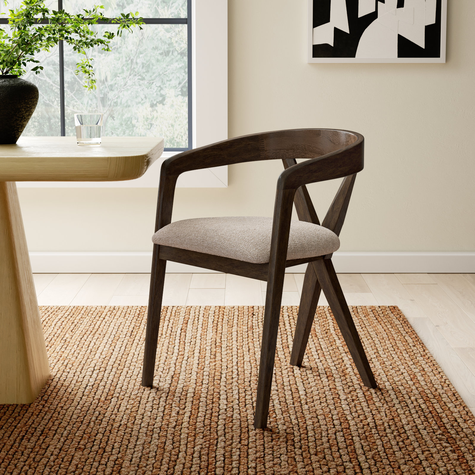 Greco Dining Armchair, Light Gray/Wenge