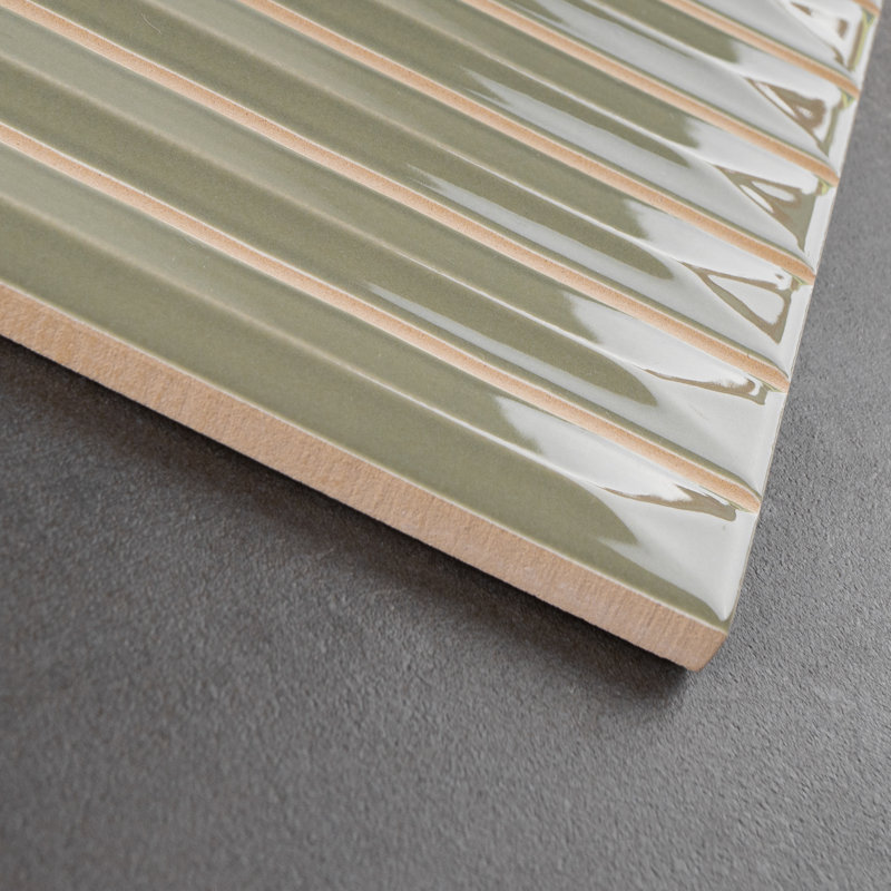 Stria 7.87 In. X 7.87 In. Glossy Ceramic Stacked Wall Tile, Sage