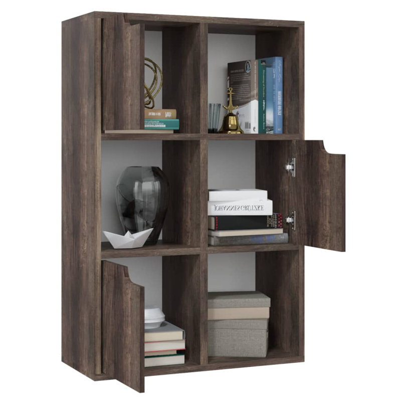 Blondun 88cm H x 27.5cm W Cube Bookcase, Smoked Oak