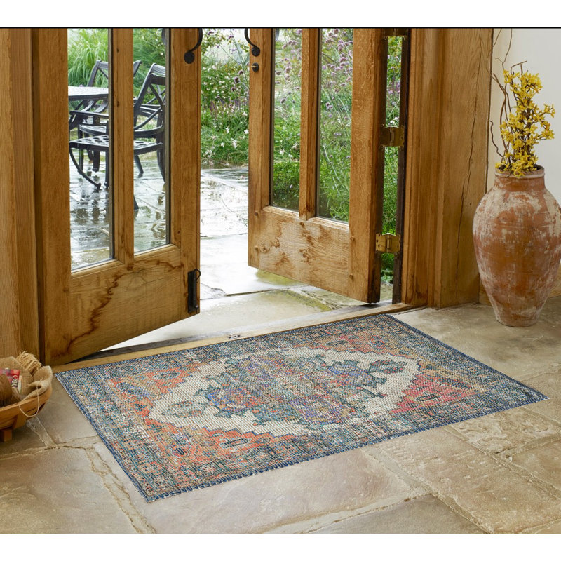 Tapis bleu sarcelle tissé à la main 3 pi x 5 pi bleu médaillon 3 pi x 5 pi
