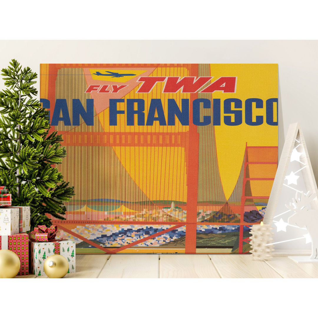 San Francisco Canvas Wall Art, Vintage TWA Travel Poster, Gallery Wrapped Canvas, Ready to Hang, Archival Print, Modern Decor