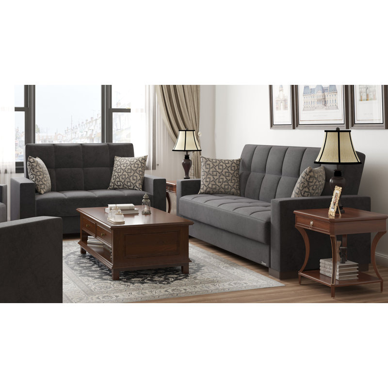 Causeuse convertible avec rangement en microfibre Collection, Noir, noir, noir, noir