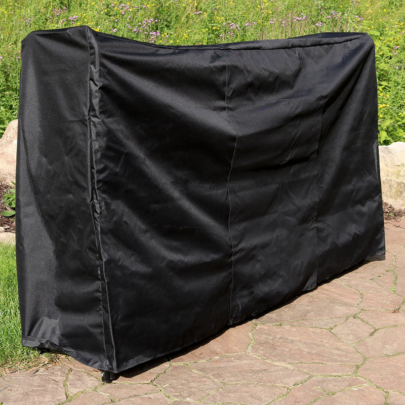 Genevieve Black Solid Firewood Log Rack Cover with PVC Backing - 6', 44.5" H x 72" W x 24" D