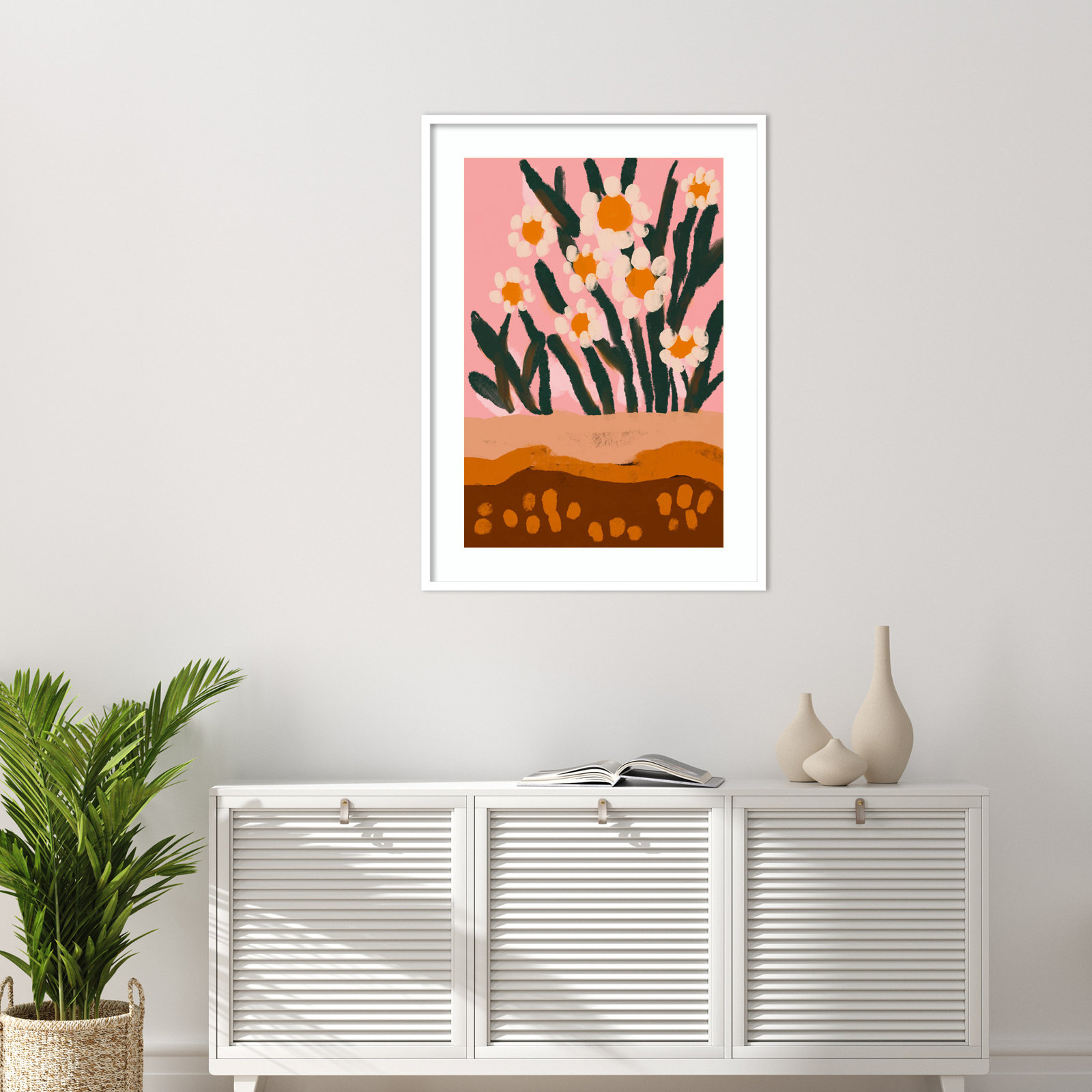 Galya "Pastel Flower Impression No 3" Print, 41" H x 30" W, White
