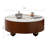 35.4" Modern Faux Marble Coffee Table Round With Classic Solid Wood Base Walnut Veneer 2 Storage Drawers Included For Living Room.