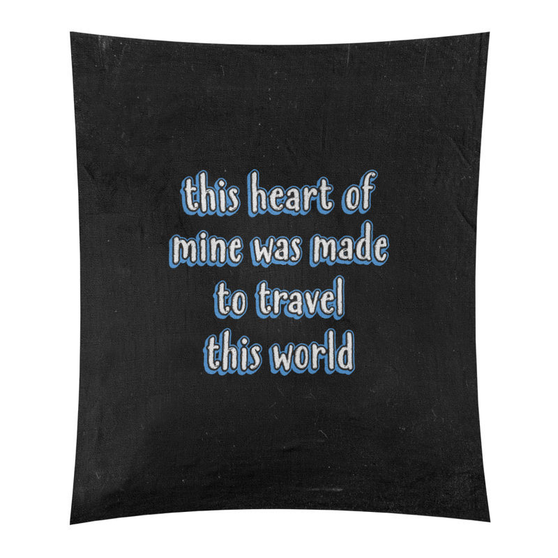 Tapisserie tableau noir en polyester de voyage love quot, H 80 po x l 68 po, Bleu