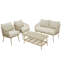4-piece Outdoor Patio Set With Plastic Wood Table & Rope Storage, Loveseat + 2 Armchairs-972663688-972663690