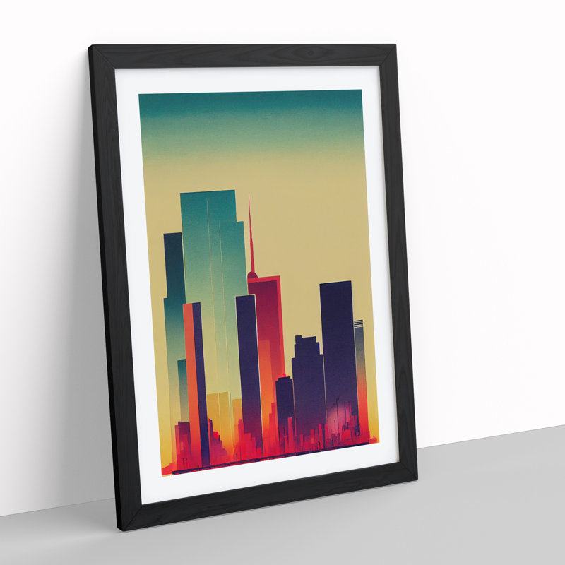 Sweet City Skyline - Single Picture Frame Print, Black, 46cm H x 34cm W x 2cm D