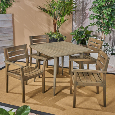Ramage 4 - Person Acacia Wood Patio Dining Set with Square Table