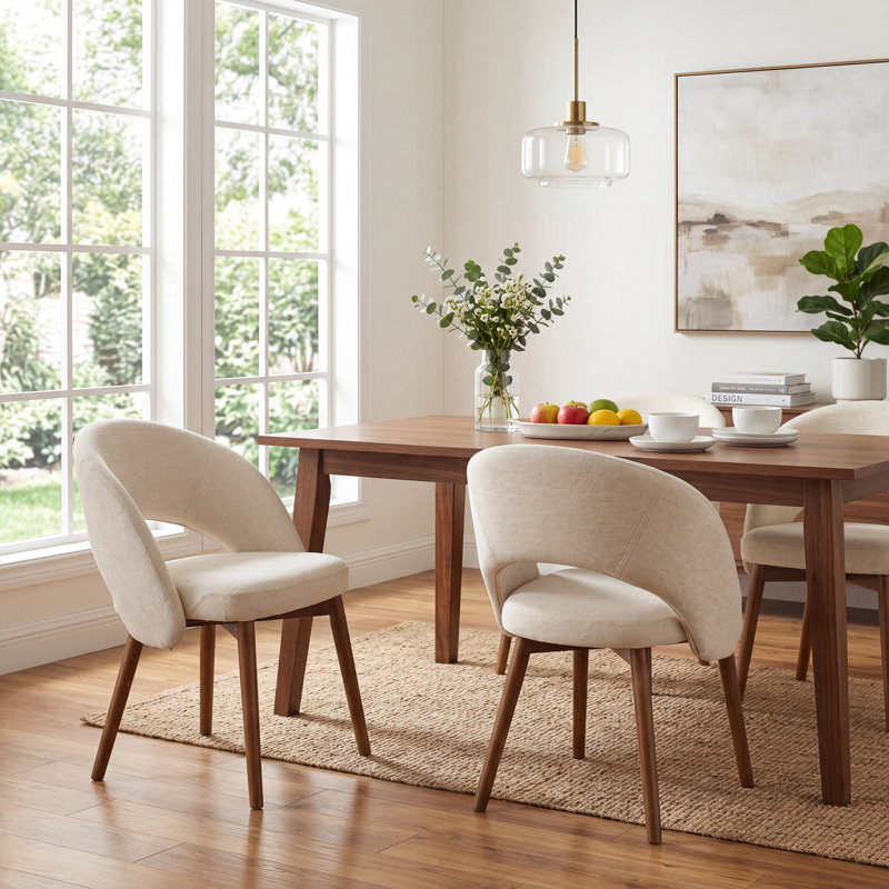 Chaise d'appoint de salle à manger rembourrée Modern, Beige