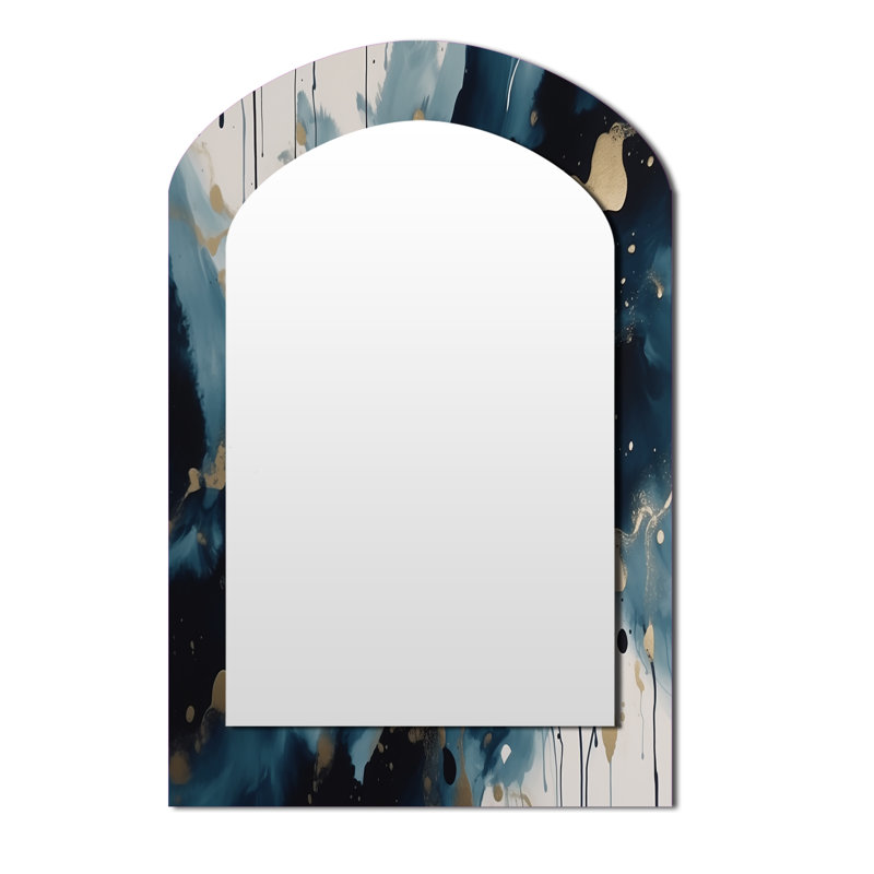Miroir mural arqué liquide bleu et doré, 43 po x 33 po