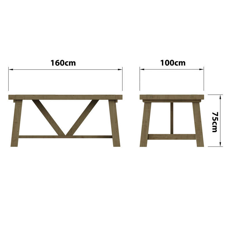Almerton 1.6m Dining Table. Solid Reclaimed Pine. Seats Up To 4. Extension Leaf Sold Separately