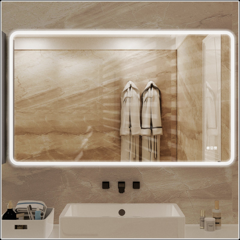 Miroir de salle de bain 60 x 36 pouces à DEL à intensité variable avec fonction antibuée, mémoire et réglage continu de la température de couleur