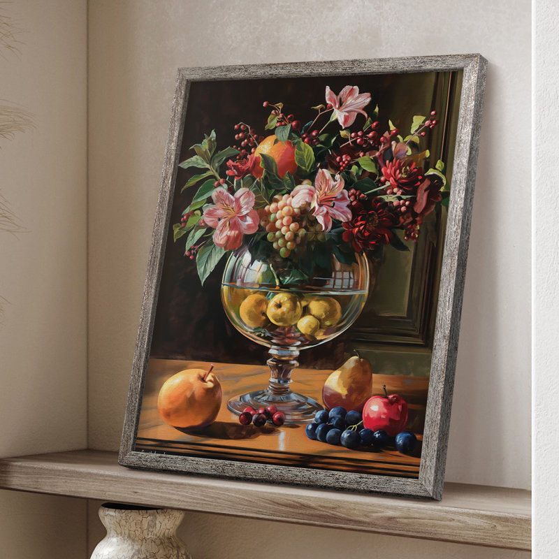Reproduction encadrée FLORAL Series DCCXL - bois massif, H 11 po x l 9 po
