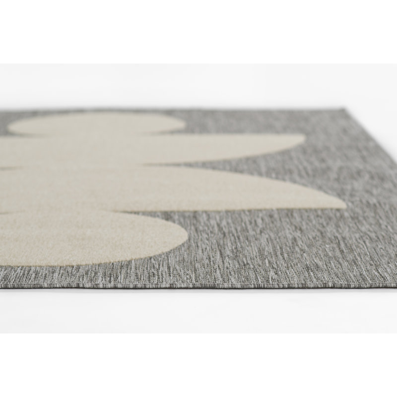 Tapis intérieur / extérieur gris Aseelah Vines, Tapis de couloir 2 pi 7 po x 7 pi 6 po