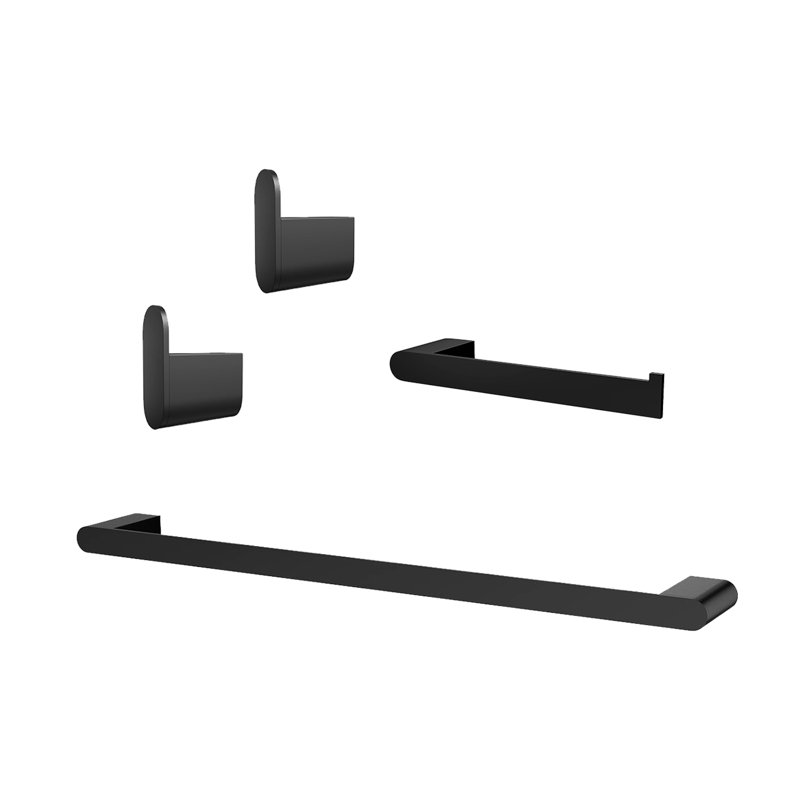 Ensemble de quincaillerie de salle de bain 4 pièces, Noir mat