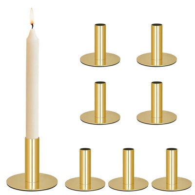 8 bougeoirs effilés en métal doré 8 pièces, chandeliers rustiques galvanisés pour pièce maîtresse de table de mariage, table de salle à manger, manteau de cheminée et décoration des Fêtes