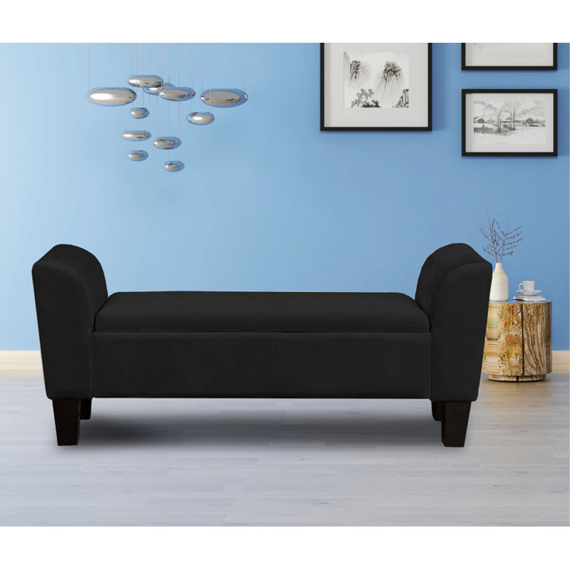 Banc avec rangement Ellesef, Velours noir