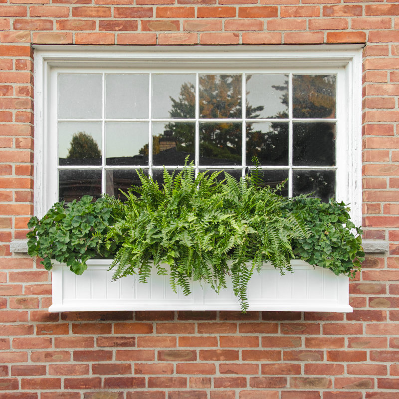 Cape Cod Resin Window Box Planter With Water Reservoir, White