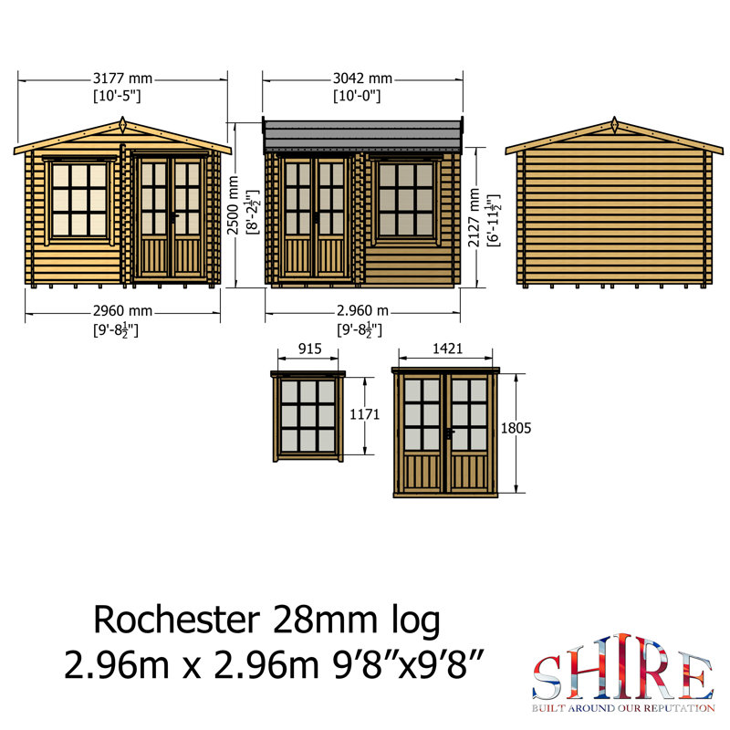 Rochester 10 x 10 Ft. Corner Log Cabin