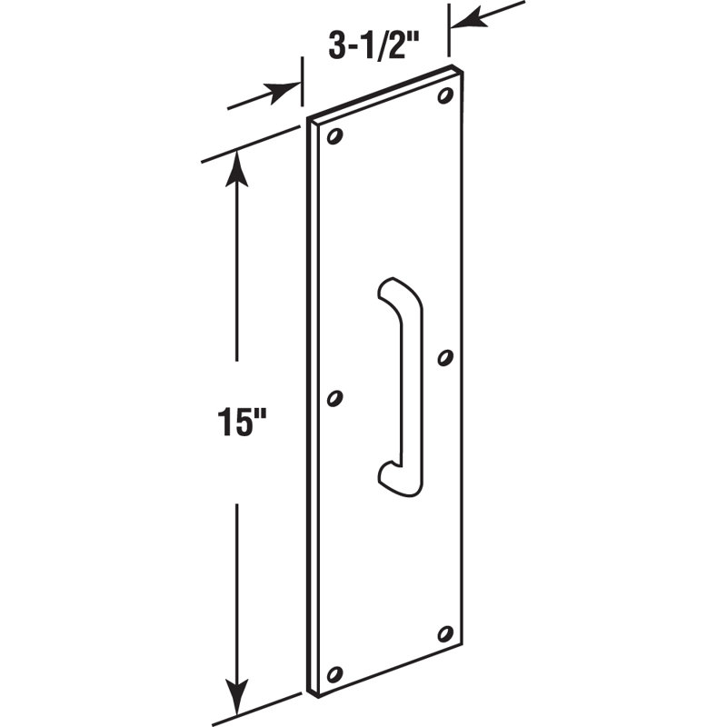 Plaque de porte avec poignée Prime-Line, 4 po x 16 po (paquet simple), Argent