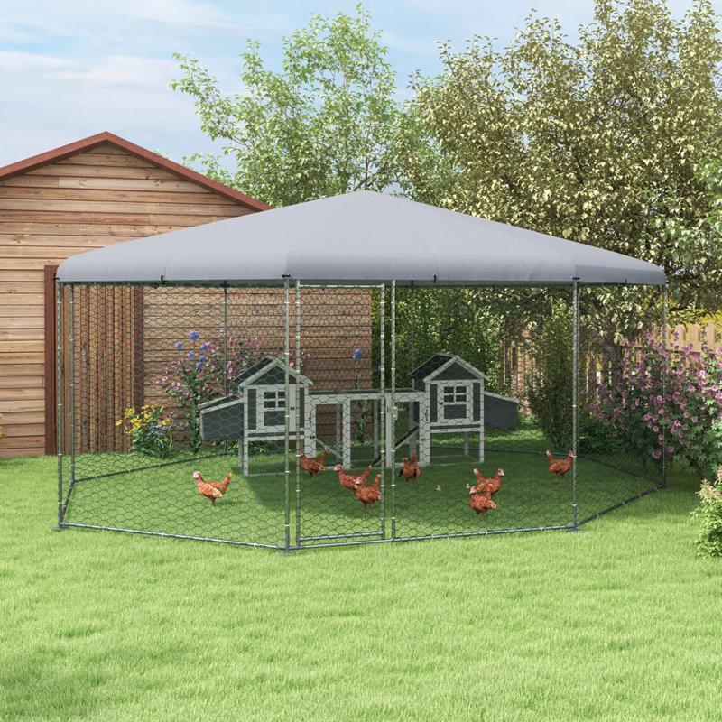 Grand poulailler en métal pour poulets, canards et lapins Pawhut