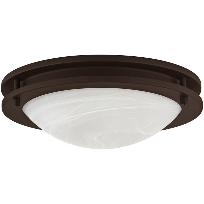 Glass Flush Mount, 3.5" H x 11" W x 11" D, Bronze