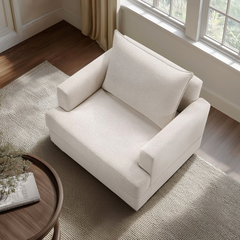 Oversized Upholstered Arm Chair Beige