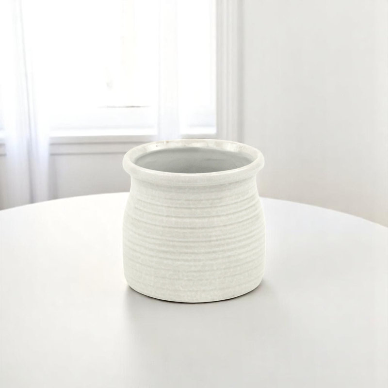 Pot à fleurs rond blanc patiné 25 oz