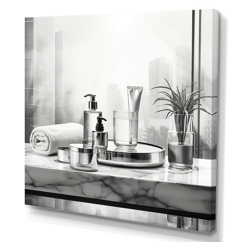 Art mural minimaliste - articles de toilette, H 36 po x l 36 po
