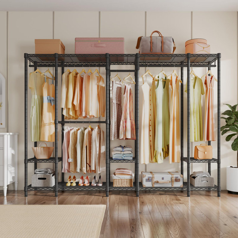Black Extra Large Freestanding Wire Closet Rack with Adjustable Shelves
