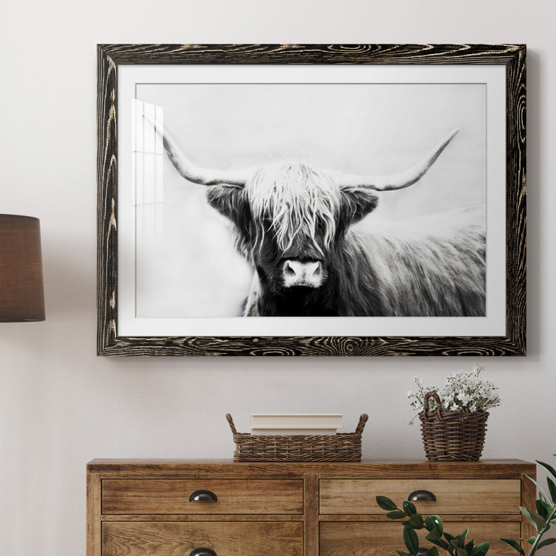 Seifert Longhorn - Reproduction de cadre photo sur papier, Papier encadré noir, H 23,5 po x l 31,5 po x P 1,5 po