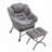 Modern Soft And Comfortable Accent Chair With Ottoman, Armrests And Side Pocket For Small Spaces-529341760