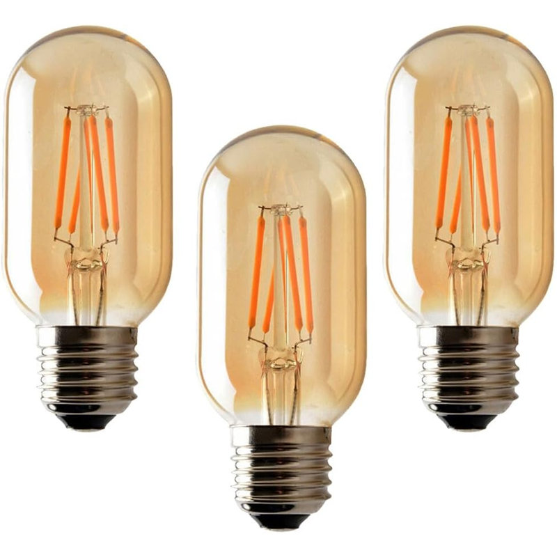 Pack-3, LED T45 E27 Edison Light Bulb, 4W(40W Equivalent) Dimmable 450 Lumen Warm White 2700K,Tubular LED Filament Energy Saving Home Decorative Bulb